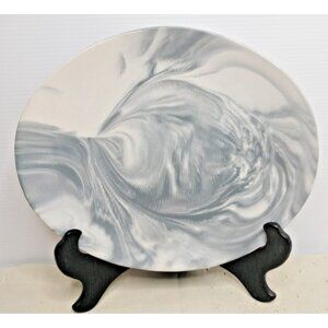 Nambe Butterfly ll Marbled Platter 9"1/2x8"1/4 Smoke Gray Porcelain Oval
